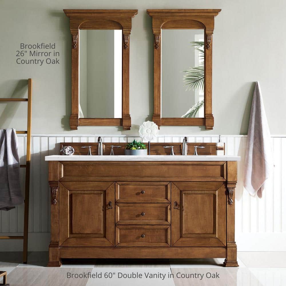 James Martin Vanities Brookfield Bright White Bathroom Vanity Mirror, 26x41.3 Inches