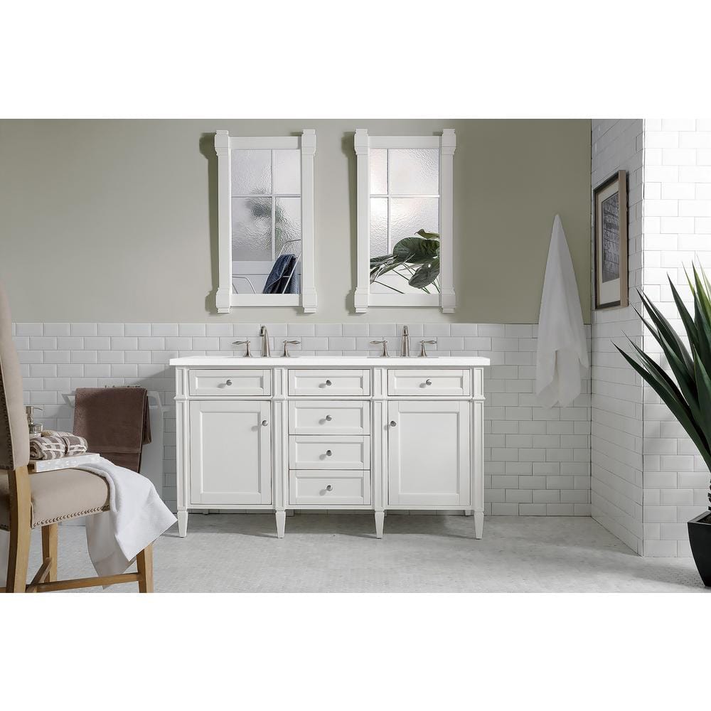 James Martin Vanities Brittany Bright White Rectangular Bathroom Vanity Mirror 21.7 x 39.2 in.