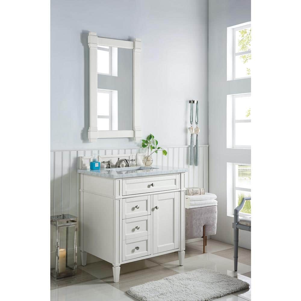 James Martin Vanities Brittany Bright White Rectangular Bathroom Vanity Mirror 21.7 x 39.2 in.