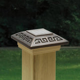 Deckorators 4 in. x 4 in. Bronze Labyrinth Solar LED Post Cap