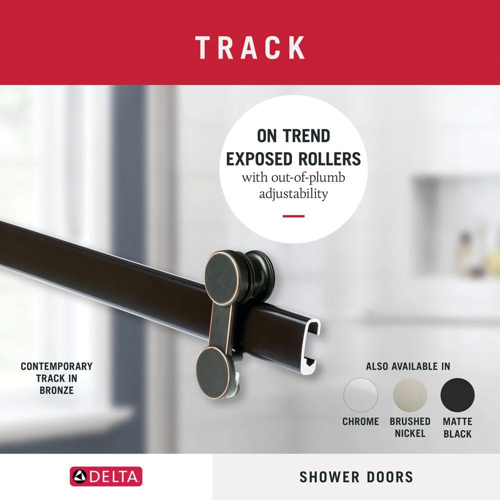 Delta 48 to 60 in. Contemporary Sliding Shower Door Track Assembly Kit in Bronze