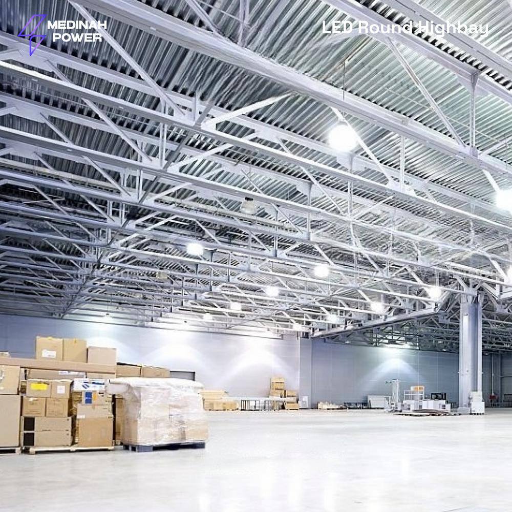 MEDINAH POWER 11 in. Round 400-Watt Equivalent Integrated LED Dimmable Bronze High Bay Light, 22000 Lumens, 5000K Daylight