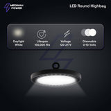 MEDINAH POWER 11 in. Round 400-Watt Equivalent Integrated LED Dimmable Bronze High Bay Light, 22000 Lumens, 5000K Daylight