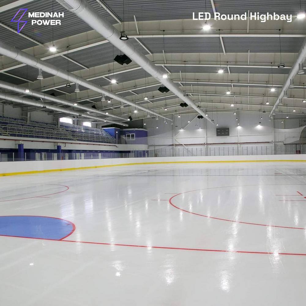 MEDINAH POWER 11 in. Round 400-Watt Equivalent Integrated LED Dimmable Bronze High Bay Light, 22000 Lumens, 5000K Daylight