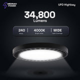 MEDINAH POWER 11 in. Round 1000-Watt Equivalent Integrated LED Dimmable Bronze High Bay Light, 35000 Lumens, 4000K Bright white light