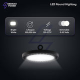 MEDINAH POWER 11 in. Round 1000-Watt Equivalent Integrated LED Dimmable Bronze High Bay Light, 35000 Lumens, 4000K Bright white light