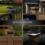 CLASSY CAPS Imperial 4 in. x 4 in. Outdoor Bronze Cast Aluminum LED Solar Post Cap (2-Pack)