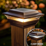CLASSY CAPS Imperial 4 in. x 4 in. Outdoor Bronze Cast Aluminum LED Solar Post Cap (2-Pack)