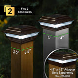 CLASSY CAPS Imperial 4 in. x 4 in. Outdoor Bronze Cast Aluminum LED Solar Post Cap (2-Pack)