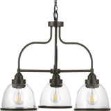 Progress Lighting Saluda 3-Light Antique Bronze Chandelier with Shade