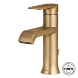 Moen Genta Single Handle Single Hole Bathroom Faucet in Bronzed Gold