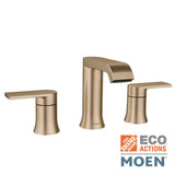 Moen Genta 8 in. Widespread Double-Handle Bathroom Faucet in Bronzed Gold with Valve and Drain Included