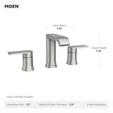 Moen Genta 8 in. Widespread Double-Handle Bathroom Faucet in Bronzed Gold with Valve and Drain Included