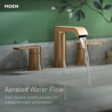 Moen Genta 8 in. Widespread Double-Handle Bathroom Faucet in Bronzed Gold with Valve and Drain Included