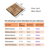 GOGEXX 12 in. x 12 in. Square Acacia Wood Interlocking Flooring Deck Tiles Checker Pattern Patio in Brown (Pack of 20 Tiles)