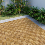 GOGEXX 12 in. x 12 in. Square Acacia Wood Interlocking Flooring Deck Tiles Checker Pattern Patio in Brown (Pack of 20 Tiles)