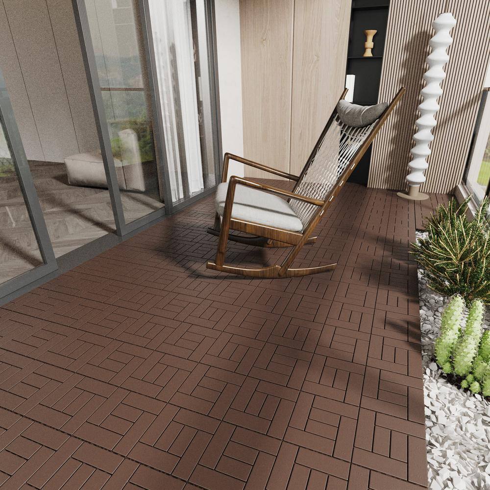 WRIGHTMASTER 1 ft. x 1 ft. Quick Deck Polypropylene Interlocking Deck Tile in Brown-2 (44 sq. ft. Per Box)