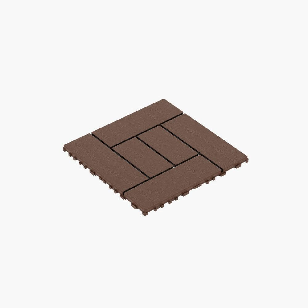 WRIGHTMASTER 1 ft. x 1 ft. Quick Deck Polypropylene Interlocking Deck Tile in Brown-2 (44 sq. ft. Per Box)