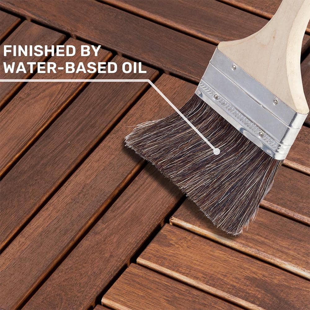 YOFE Brown Acacia Wood 3/4 in. T x 12 in. W Solid Hardwood Flooring Interlocking Deck Tiles - Striped Pattern(20 sqft/case)