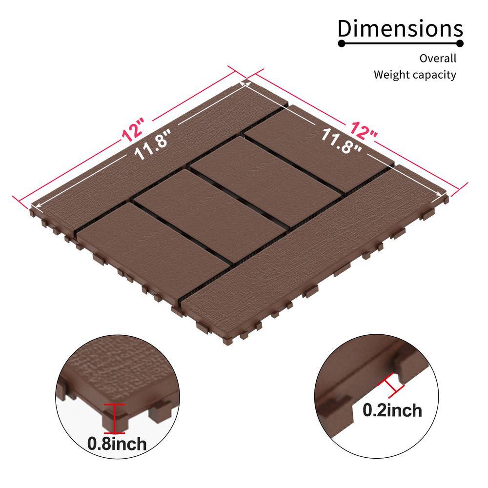 WRIGHTMASTER 1ft. x 1ft. Quick Deck Polypropylene Interlocking Deck Tile in Brown-4 (44 sq. ft. per Box)