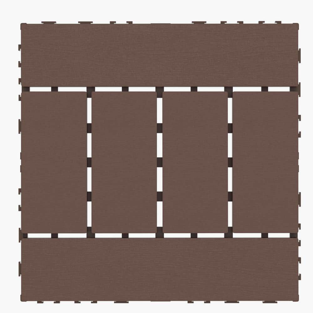 WRIGHTMASTER 1ft. x 1ft. Quick Deck Polypropylene Interlocking Deck Tile in Brown-4 (44 sq. ft. per Box)