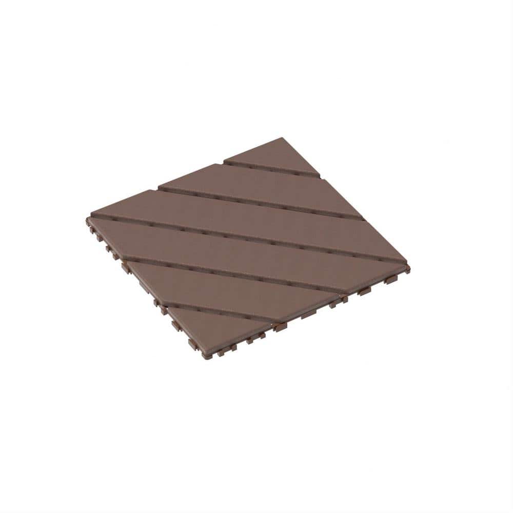 WRIGHTMASTER 1ft. x 1ft. Quick Deck Polypropylene Interlocking Deck Tile in Brown-5 (44 sq. ft. per Box)