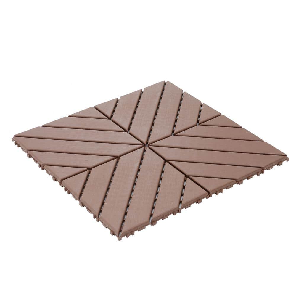 WRIGHTMASTER 1ft. x 1ft. Quick Deck Polypropylene Interlocking Deck Tile in Brown-5 (44 sq. ft. per Box)