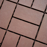 GOGEXX 12 in.W x12 in.L Outdoor Pattern Square Plastic Drainage Interlocking Flooring Patio Deck Tiles(Pack of 44Tiles)in Brown