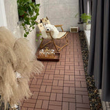 GOGEXX 12 in.W x12 in.L Outdoor Pattern Square Plastic Drainage Interlocking Flooring Patio Deck Tiles(Pack of 44Tiles)in Brown