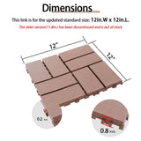 GOGEXX 12 in.W x12 in.L Outdoor Pattern Square Plastic Drainage Interlocking Flooring Patio Deck Tiles(Pack of 44Tiles)in Brown