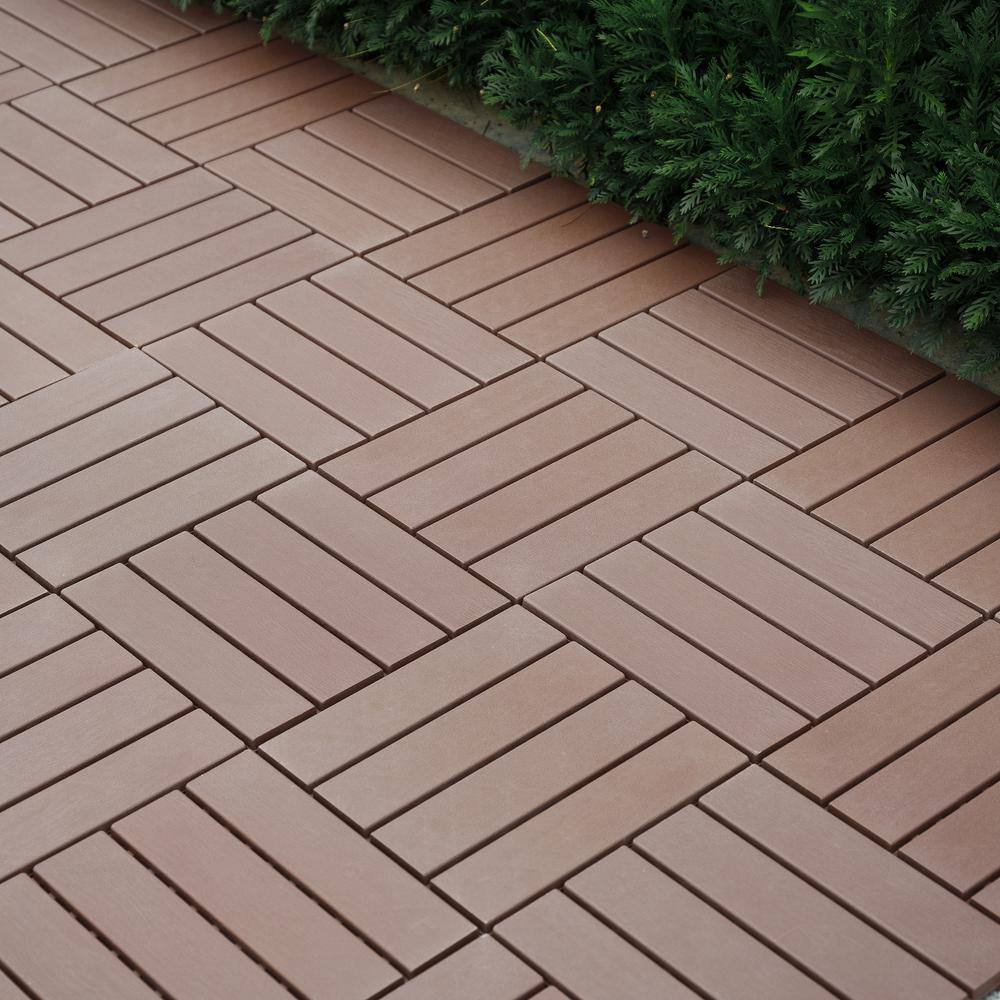 WRIGHTMASTER 1ft. x 1ft. Quick Deck Polypropylene Interlocking Deck Tile in Brown-6 (44 sq. ft. per Box)