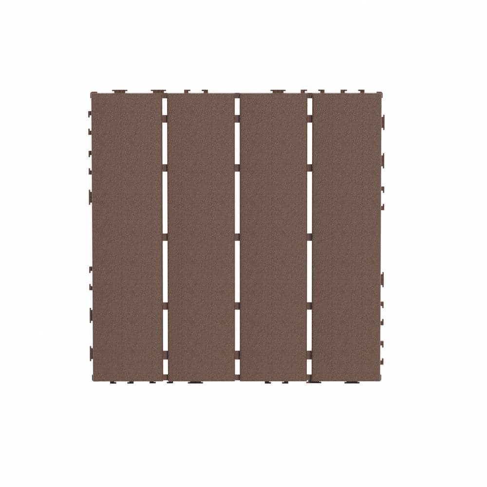 WRIGHTMASTER 1ft. x 1ft. Quick Deck Polypropylene Interlocking Deck Tile in Brown-6 (44 sq. ft. per Box)