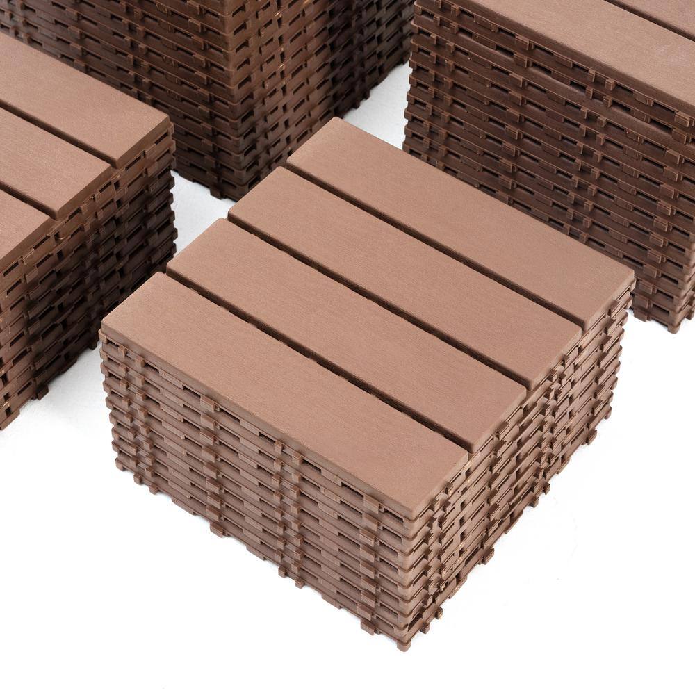 WRIGHTMASTER 1ft. x 1ft. Quick Deck Polypropylene Interlocking Deck Tile in Brown-6 (44 sq. ft. per Box)