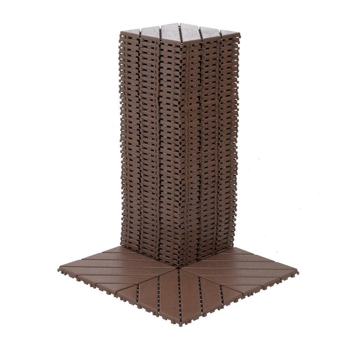 Amucolo 12 in. x 12 in. Waterproof Plastic Interlocking Deck Tiles in Brown for Poolside Balcony Backyard (Set of 44 Tiles)