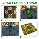 Pro Space 12 in. x 12 in. Square Acacia Wood Interlocking Flooring Tiles Tufted Grass Green 20 PINS (30-Pack)