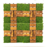 Pro Space 12 in. x 12 in. Square Acacia Wood Interlocking Flooring Tiles Tufted Grass Green 20 PINS (30-Pack)