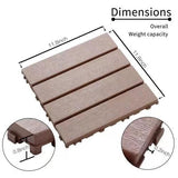 cadeninc 12 in. x 12 in. Brown Square Waterproof Plastic Interlocking Deck Tiles (Set of 44 Tiles)