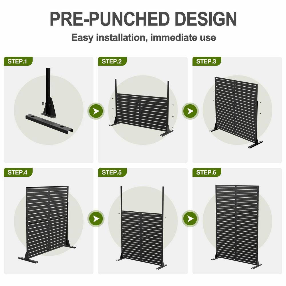 cadeninc 3.92 ft. x 6 ft. Outdoor and Indoor Freestanding Metal Privacy Screen - Brown