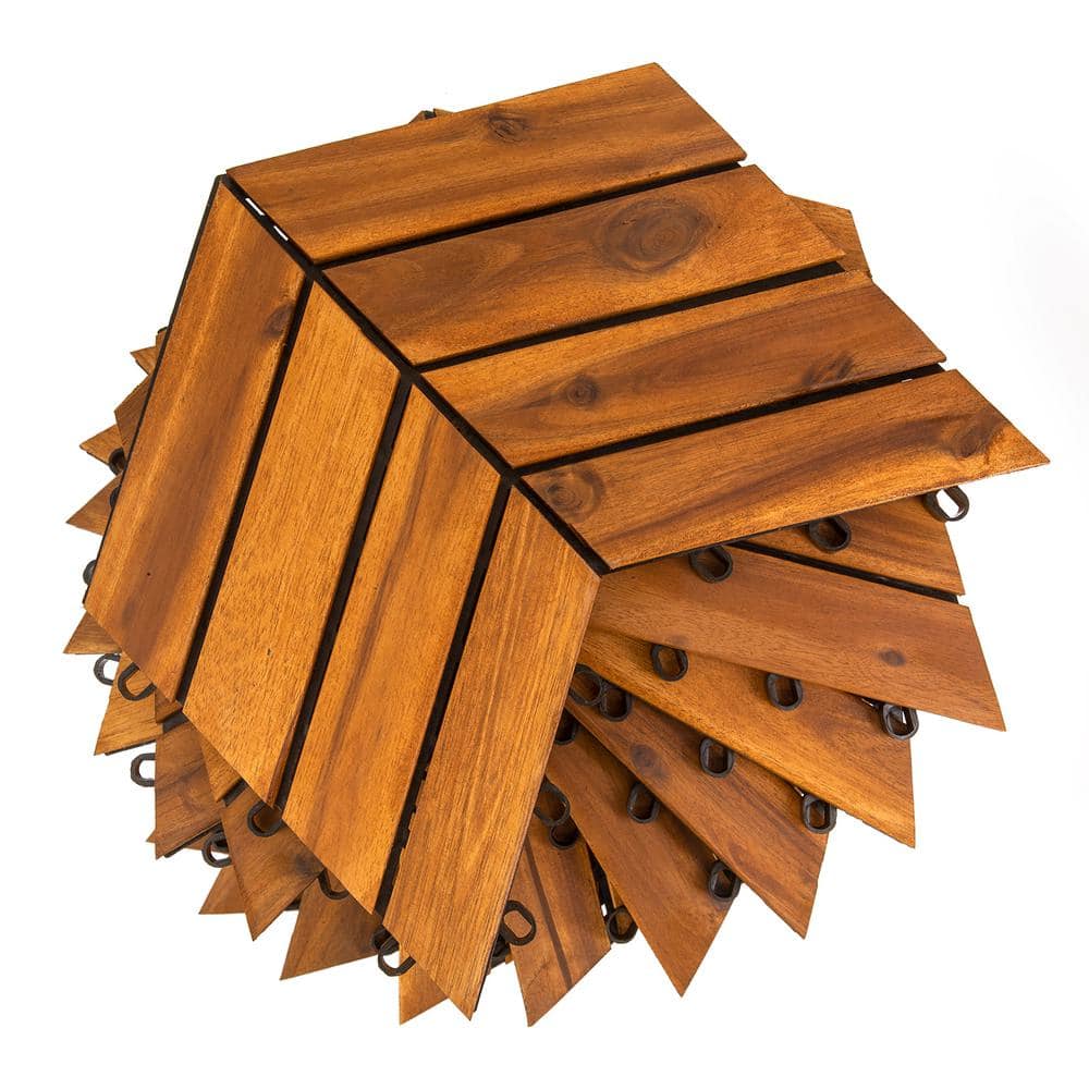 Pro Space 12 in. x 12 in. Acacia Wood Interlocking Flooring Deck Tile Checker Pattern Brown (10-Pack)