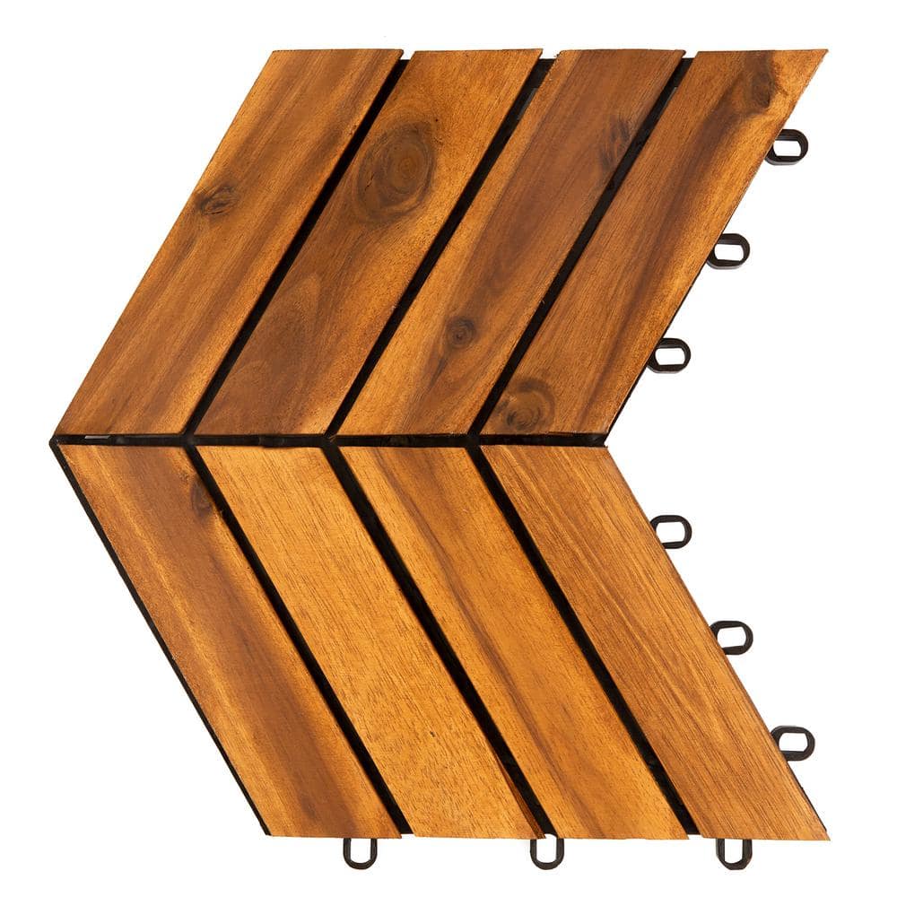 Pro Space 12 in. x 12 in. Acacia Wood Interlocking Flooring Deck Tile Checker Pattern Brown (10-Pack)