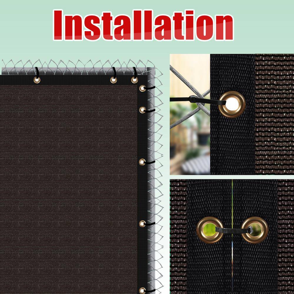 COLOURTREE 8 ft. x 128 ft. Brown Privacy Fence Screen HDPE Mesh Netting with Reinforced Grommets for Garden Fence (Custom Size)