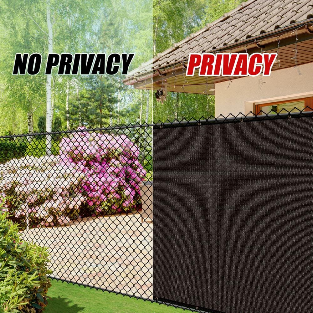 COLOURTREE 4 ft. x 12 ft. Brown Privacy Fence Screen Mesh Fabric Cover Windscreen with Reinforced Grommets for Garden Fence