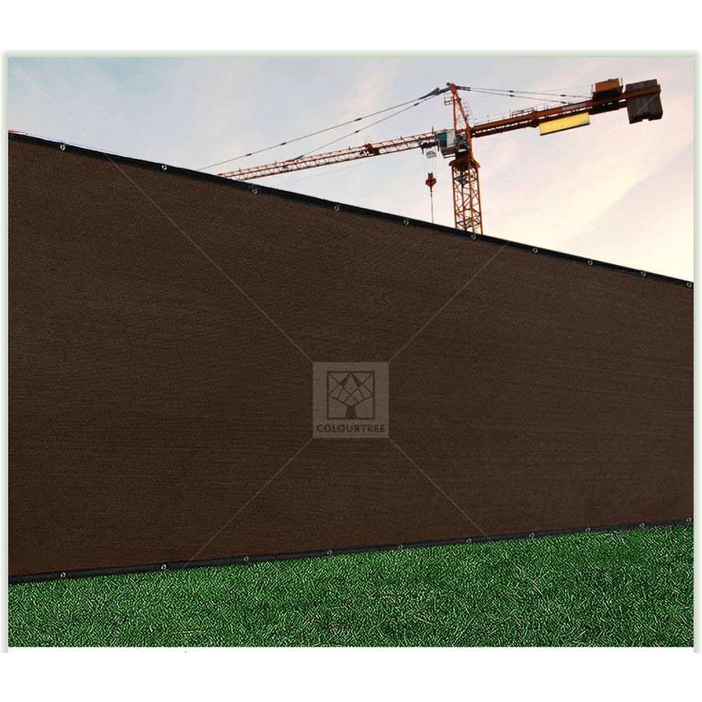 COLOURTREE 4 ft. x 12 ft. Brown Privacy Fence Screen Mesh Fabric Cover Windscreen with Reinforced Grommets for Garden Fence