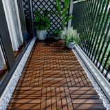 12 in. x 12 in. Square Acacia Wood Interlocking Flooring Tiles Striped Pattern Brown (10-Pack)