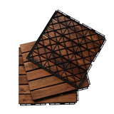 12 in. x 12 in. Square Acacia Wood Interlocking Flooring Tiles Striped Pattern Brown (10-Pack)