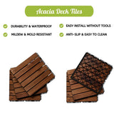12 in. x 12 in. Square Acacia Wood Interlocking Flooring Tiles Striped Pattern Brown (10-Pack)