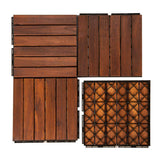 12 in. x 12 in. Square Acacia Wood Interlocking Flooring Tiles Striped Pattern Brown (10-Pack)