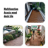 12 in. x 12 in. Square Acacia Wood Interlocking Flooring Tiles Striped Pattern Brown (10-Pack)