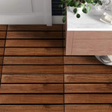 12 in. x 12 in. Square Acacia Wood Interlocking Flooring Tiles Striped Pattern Brown (10-Pack)