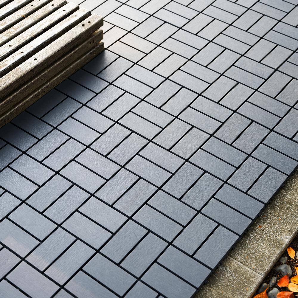 1 ft. x 1 ft. Outdoor Square Waterproof Deck Tile in Gray, All Weather Use ( 44 Per Case)